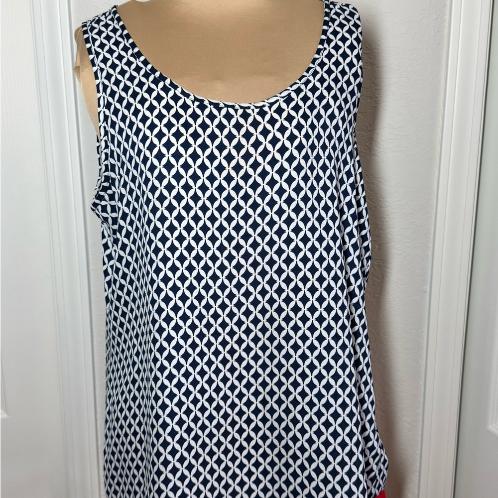 Zac & Rachel Navy and White Lattice Tank